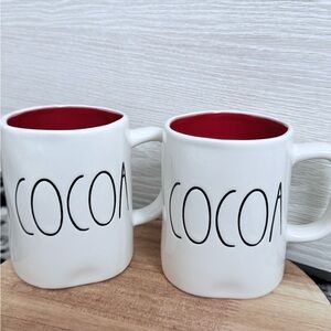 Rae Dunn Red inside Cocoa Mugs Set